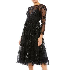 Mac Duggal Sequin Mesh Fit & Flare Dress